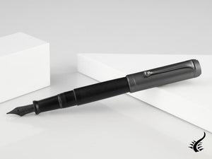 Aurora Talentum Big Full Metal Black Fountain Pen, Ruthenium, D10-CRN