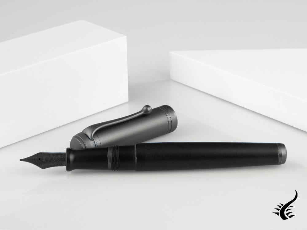 Aurora Talentum Big Full Metal Black Fountain Pen, Ruthenium, D10-CRN