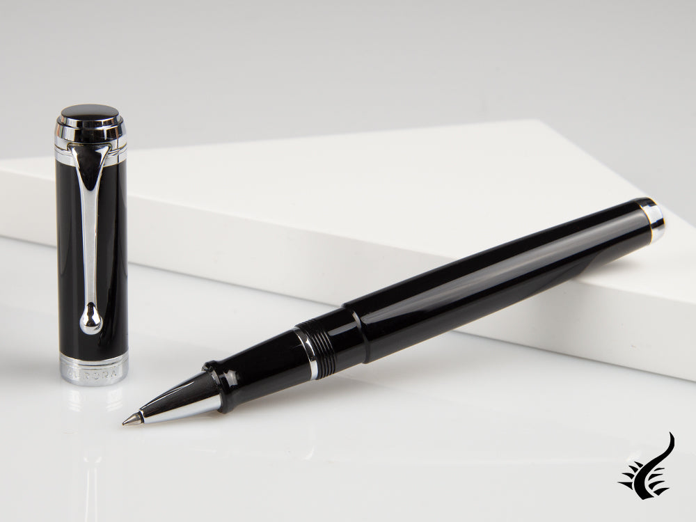 Aurora Talentum Big Rollerball pen, Resin, Black, Chrome Trim, D71N