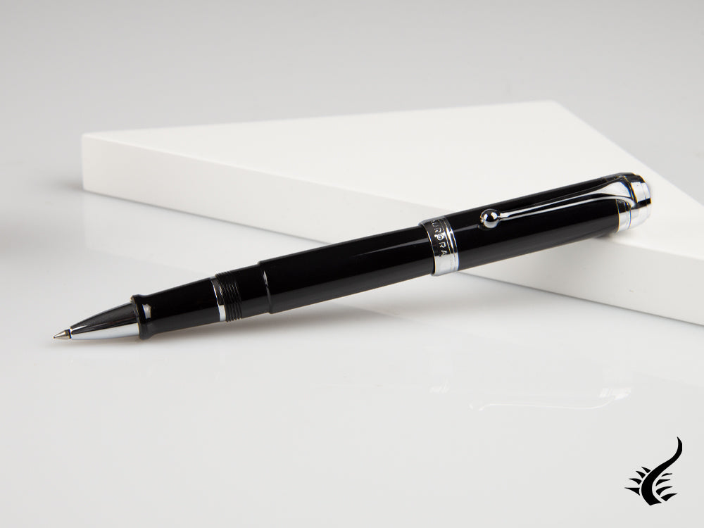 Aurora Talentum Big Rollerball pen, Resin, Black, Chrome Trim, D71N