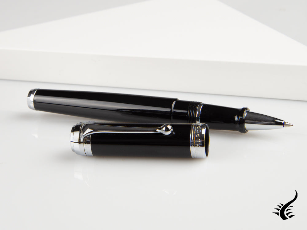 Aurora Talentum Big Rollerball pen, Resin, Black, Chrome Trim, D71N