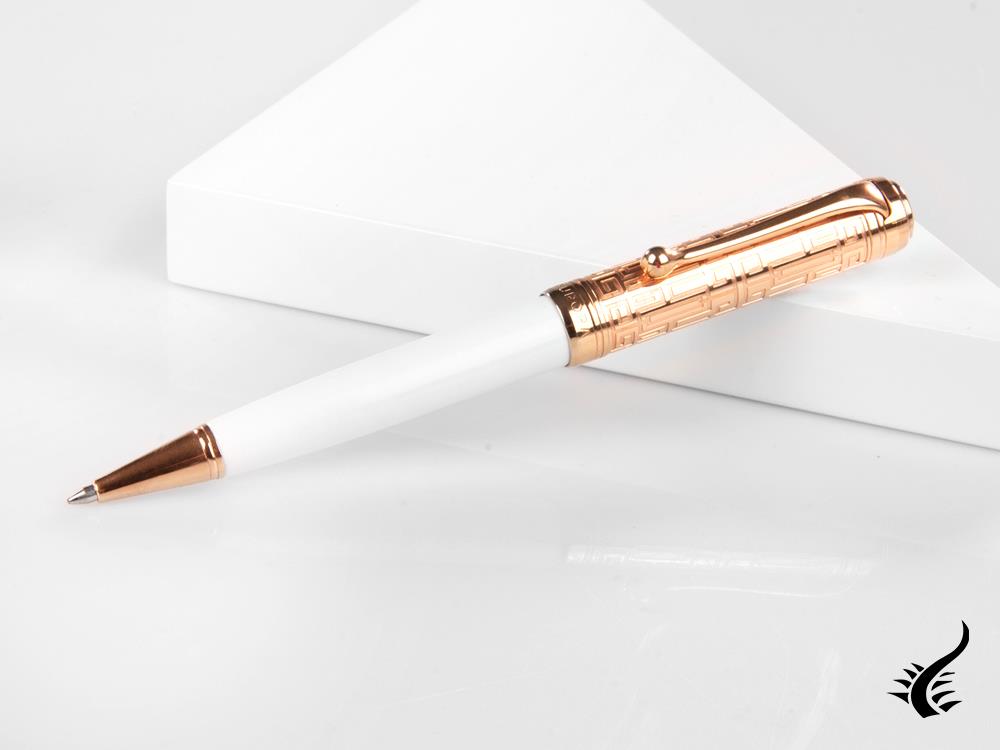 Aurora Talentum Dedalo Ballpoint pen, Resin, White, Rose Gold PVD, D31-PDW