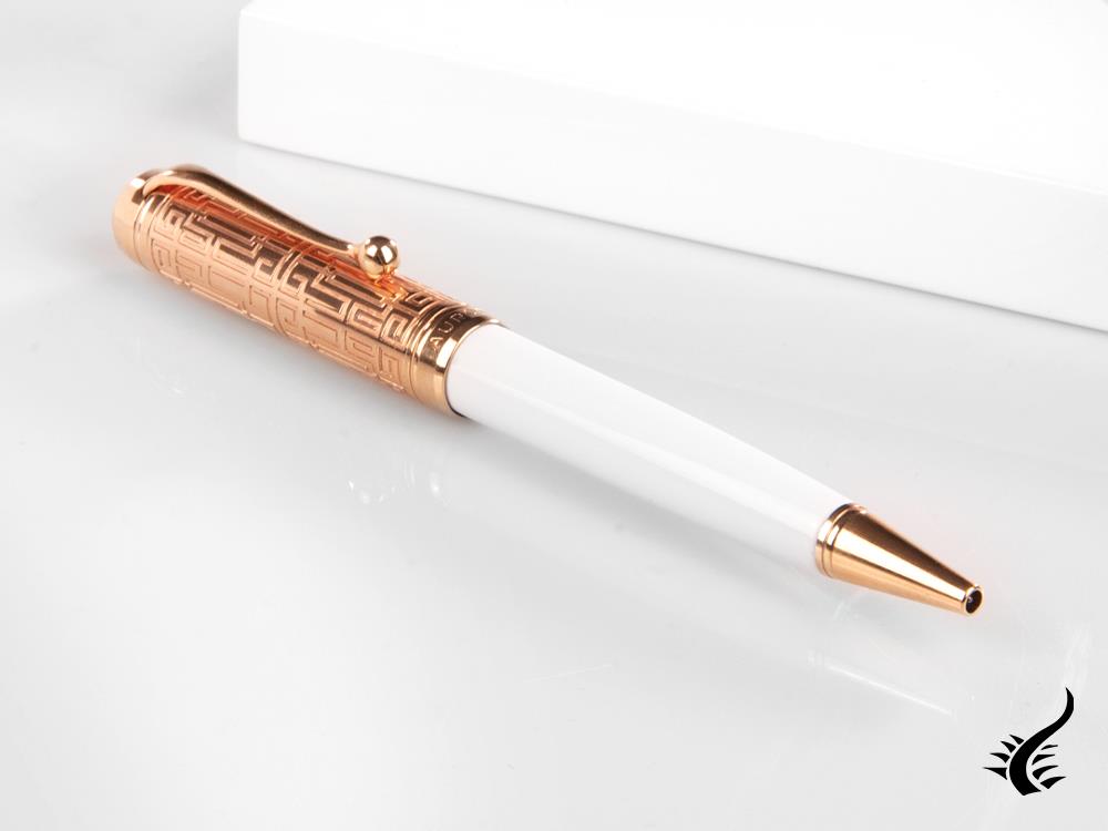 Aurora Talentum Dedalo Ballpoint pen, Resin, White, Rose Gold PVD, D31-PDW