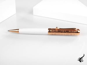 Aurora Talentum Dedalo Ballpoint pen, Resin, White, Rose Gold PVD, D31-PDW