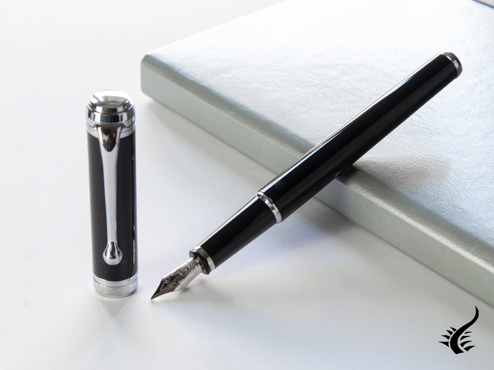 Aurora Talentum Finesse Fountain Pen -Black Resin & Chrome Trims- D13N