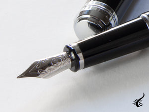 Aurora Talentum Finesse Fountain Pen -Black Resin & Chrome Trims- D13N