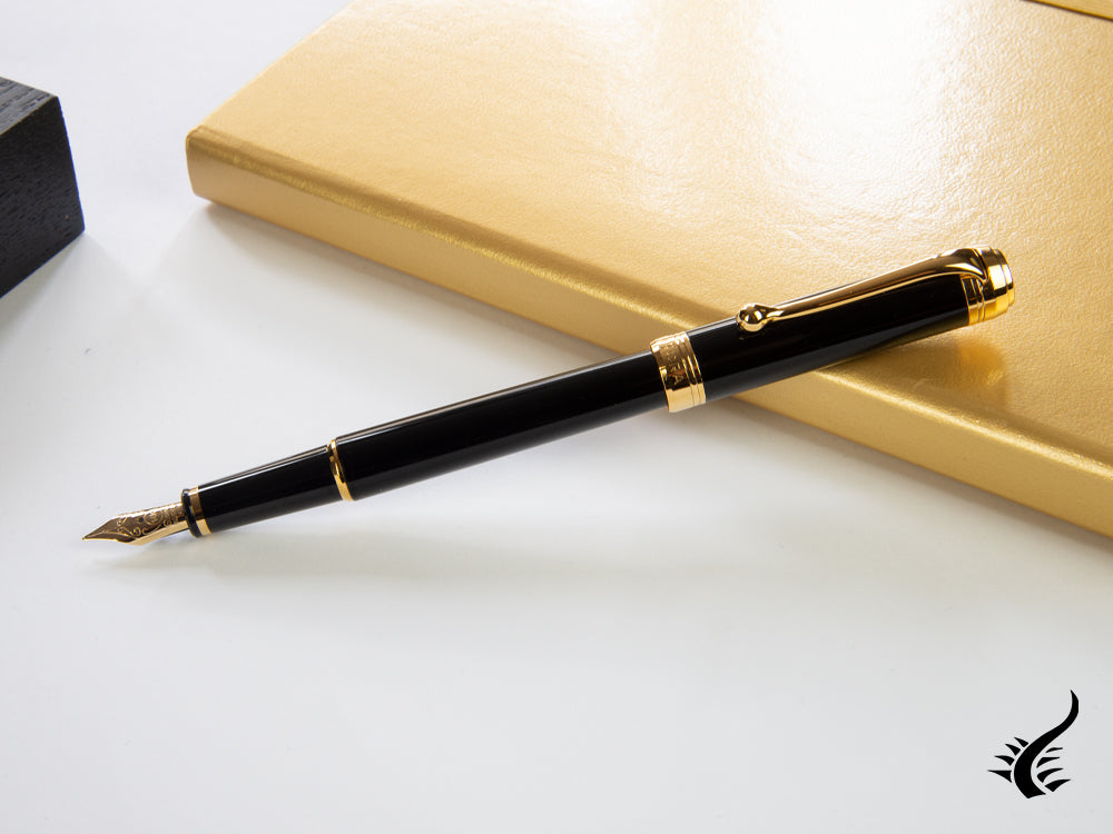 Aurora Talentum Finesse Fountain Pen, Resin, Gold trim, Black, D13-DN