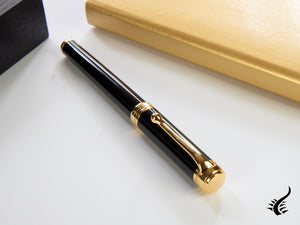 Aurora Talentum Finesse Fountain Pen, Resin, Gold trim, Black, D13-DN