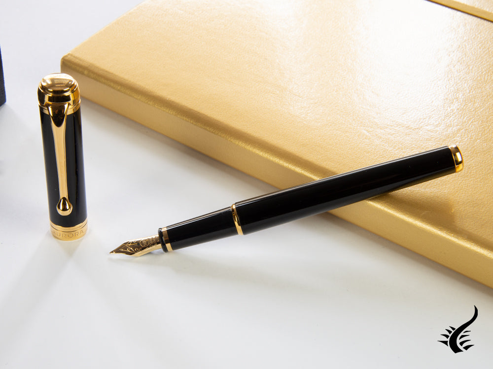 Aurora Talentum Finesse Fountain Pen, Resin, Gold trim, Black, D13-DN