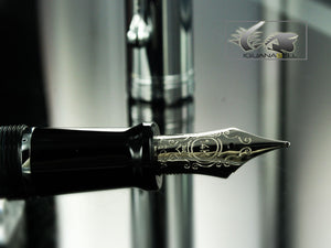 Aurora Talentum Big Fountain Pen, Resin, Chrome Trim, Black, D11C