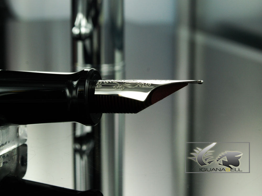 Stylo plume Aurora Talentum Big, résine, finition chromée, noir, D11C