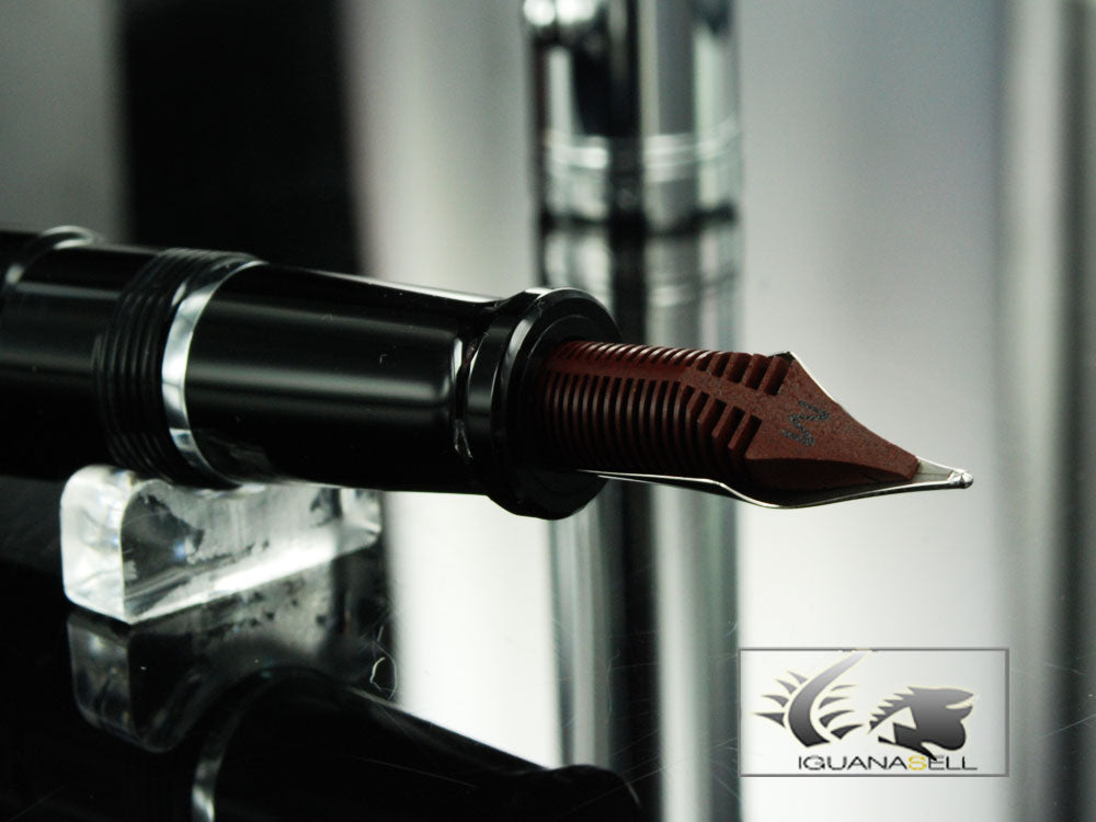 Stylo plume Aurora Talentum Big, résine, finition chromée, noir, D11C