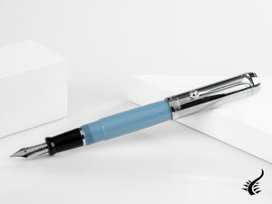 Stylo plume Aurora Talentum - Résine bleu clair et capuchon chromé