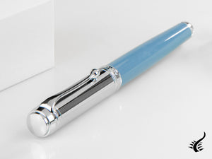 Aurora Talentum Fountain Pen - Light Blue Resin & Chrome Cap