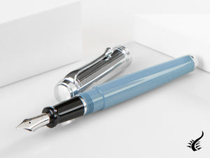 Aurora Talentum Fountain Pen - Light Blue Resin & Chrome Cap