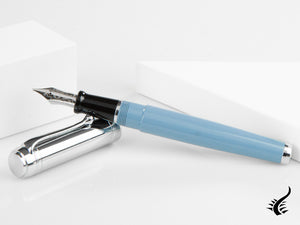 Aurora Talentum Fountain Pen - Light Blue Resin & Chrome Cap