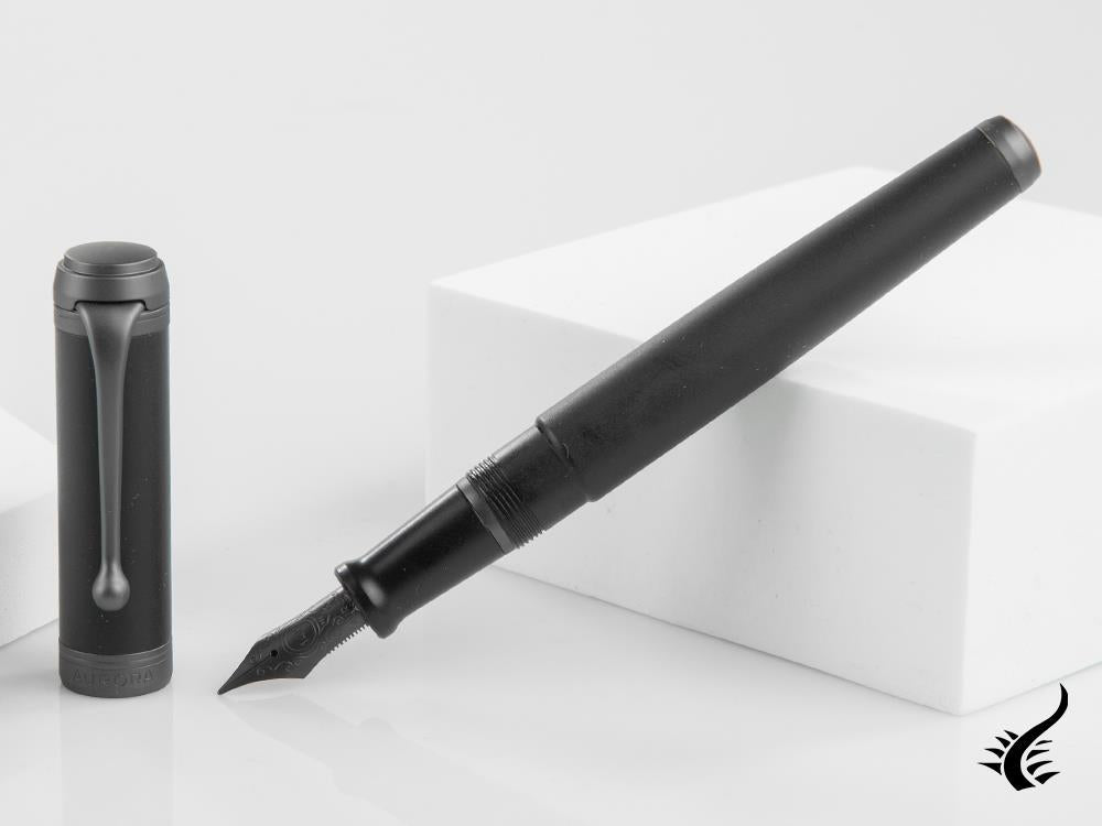 Aurora Talentum Full Metal Black Fountain Pen, Resin, Ruthenium, D10-RN