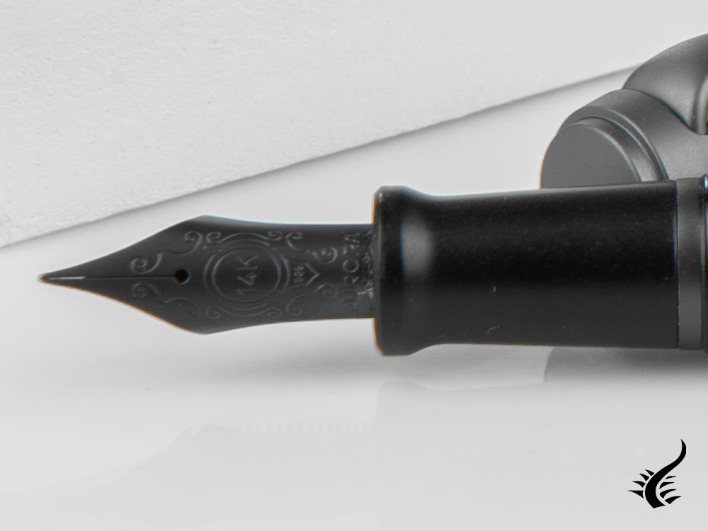 Aurora Talentum Full Metal Black Fountain Pen, Resin, Ruthenium, D10-RN