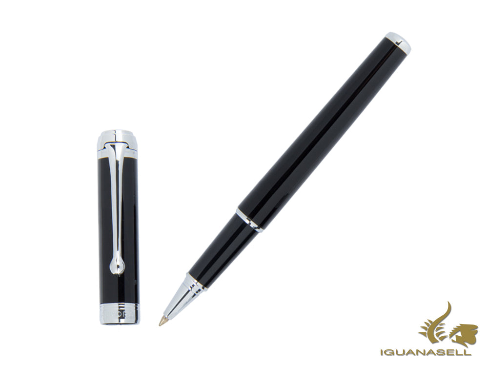 Aurora Talentum Roller Pen - Black Resin & Chrome Trims - D73N