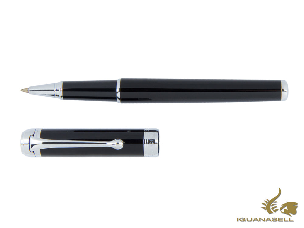 Aurora Talentum Roller Pen - Black Resin & Chrome Trims - D73N