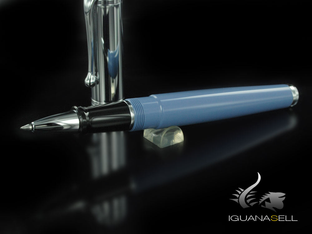 Aurora Talentum Big Rollerball pen, Resin, Blue, Chrome Trim, D71CA