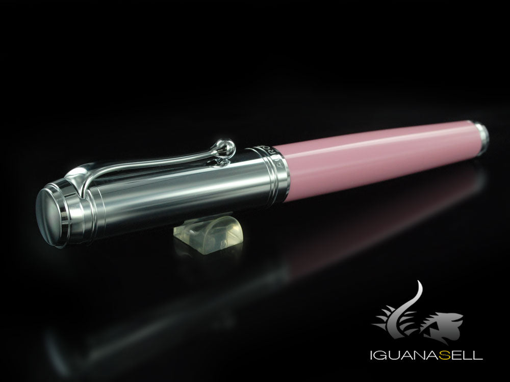 Aurora Talentum Big Roller Pen - Pink Resin and Chrome Cap - D71CP