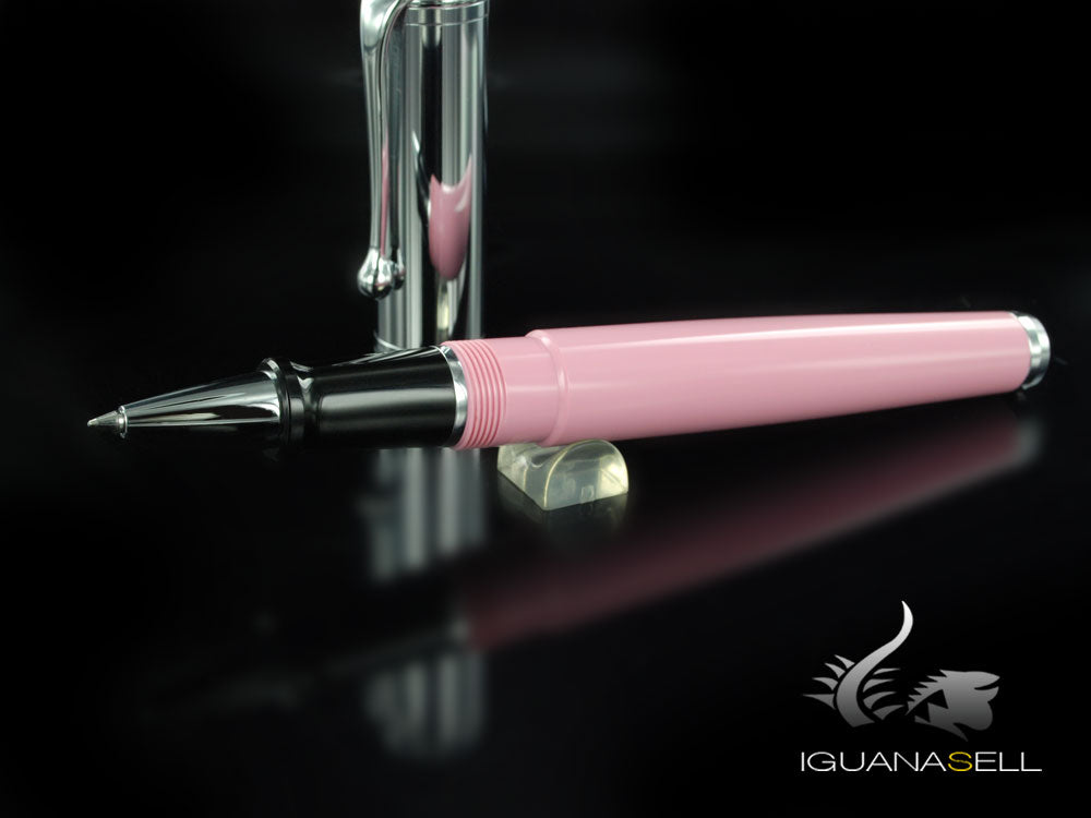 Aurora Talentum Big Roller Pen - Pink Resin and Chrome Cap - D71CP