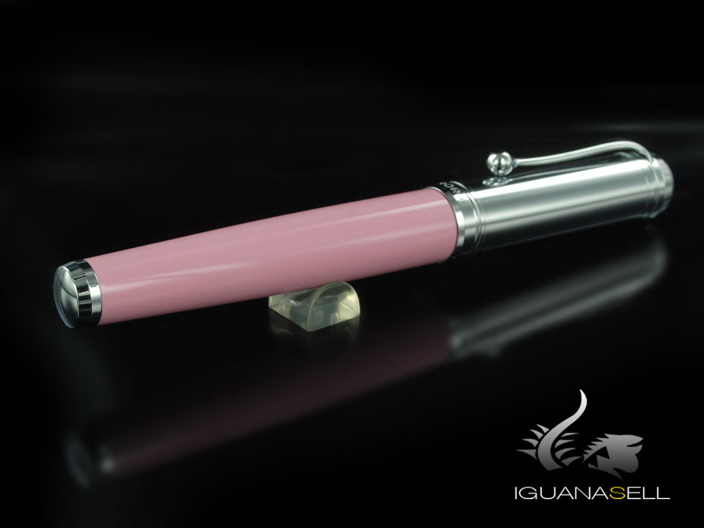 Aurora Talentum Big Roller Pen - Pink Resin and Chrome Cap - D71CP