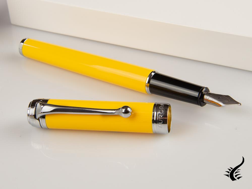 Aurora Talentum Young Fountain Pen, Resin, Chrome Trim, Yellow, D14Y