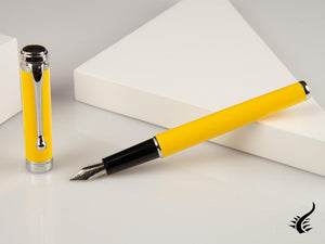 Aurora Talentum Young Fountain Pen, Resin, Chrome Trim, Yellow, D14Y