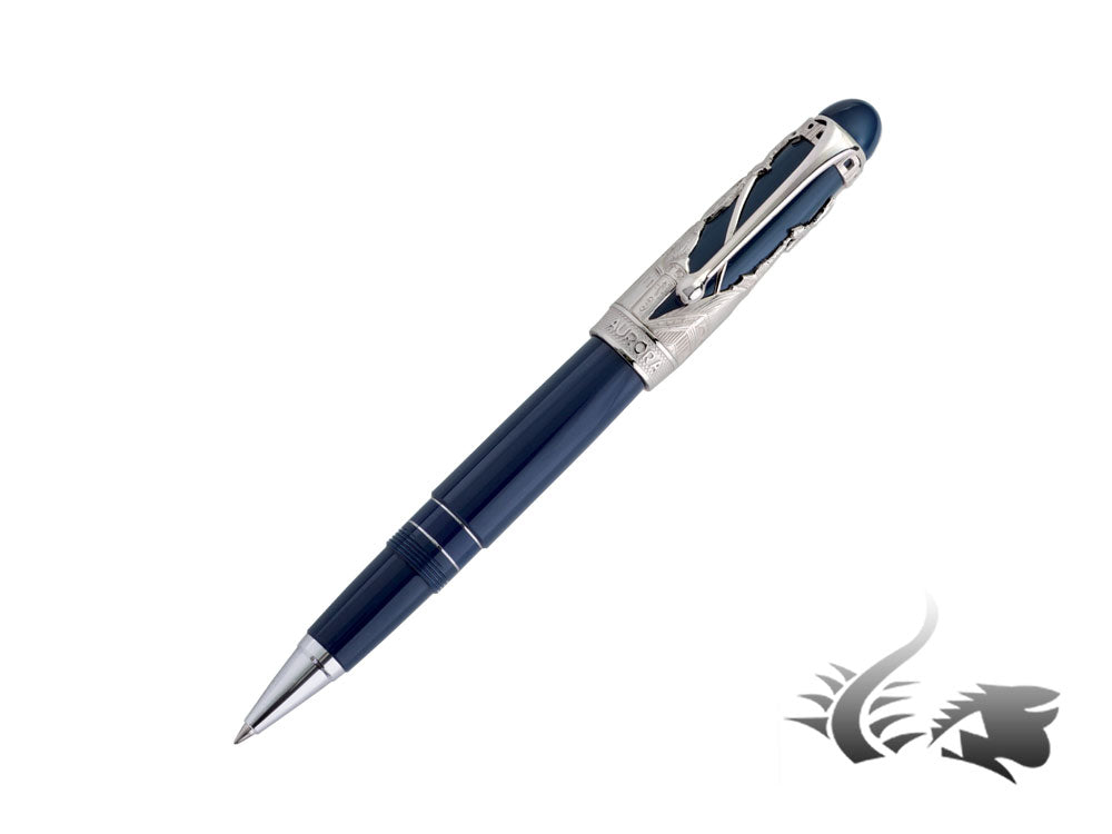 Aurora Torino Rollerball pen, Resin, .925 silver trim, Navy Blue, 875-IT