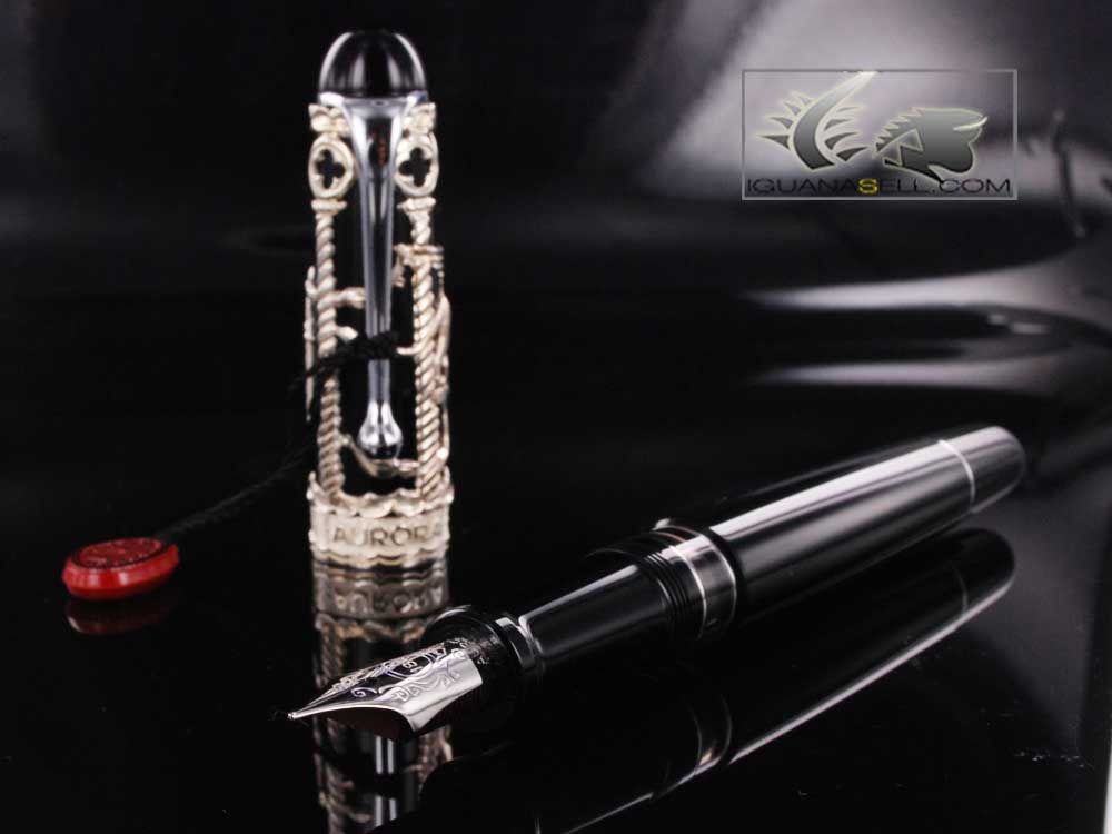 Aurora Venezia Fountain Pen, Vermeil trim, Black, Special edition, 800AV