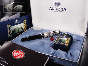 Aurora Venezia Fountain Pen, Vermeil trim, Black, Special edition, 800AV