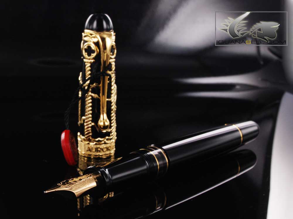 Aurora Venezia Fountain Pen, Gold plated, Black, Limited Edition, 800VV