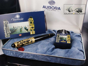 Aurora Venezia Fountain Pen, Gold plated, Black, Limited Edition, 800VV