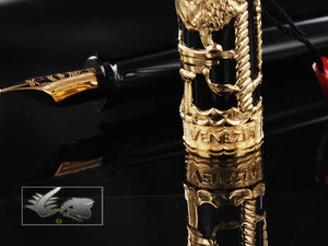 Aurora Venezia Fountain Pen, Gold plated, Black, Limited Edition, 800VV