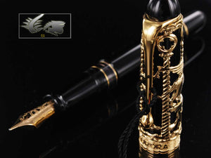 Aurora Venezia Fountain Pen, Gold plated, Black, Limited Edition, 800VV