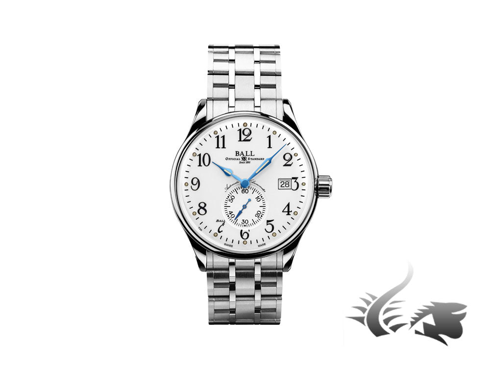 Montre automatique Ball Trainmaster Standard Time, RR1105, blanche, bracelet, COSC