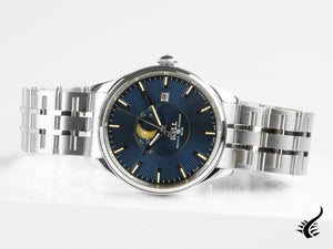 Montre automatique Ball Trainmaster Moon Phase, Ball RR1801, bleu, bracelet en acier