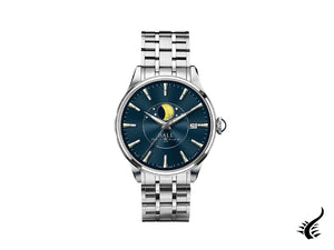 Montre automatique Ball Trainmaster Moon Phase, Ball RR1801, bleu, bracelet en acier