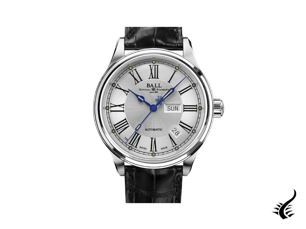 Montre automatique Ball Trainmaster Roman, RR1102, blanche, NM1058D-L4J-WH