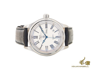 Montre Ball Trainmaster Roman, Ball RR1102, blanche, bracelet en cuir, boucle déployante