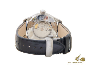 Montre Ball Trainmaster Roman, Ball RR1102, blanche, bracelet en cuir, boucle déployante