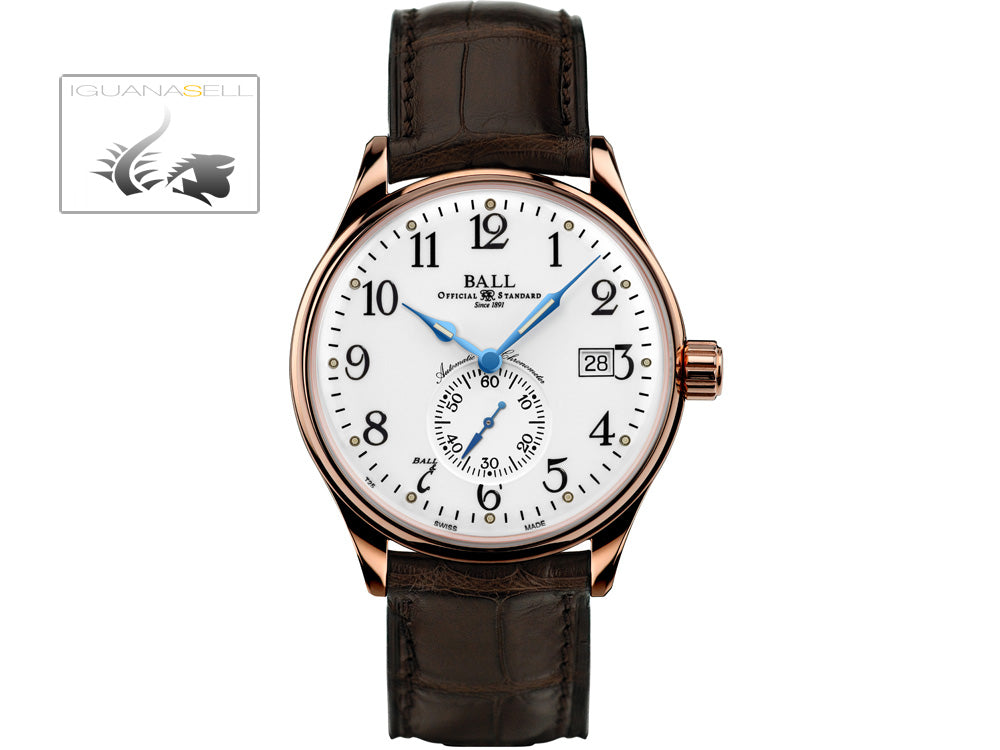 Montre Ball Trainmaster Standard Time, Ball RR1105, blanche, COSC