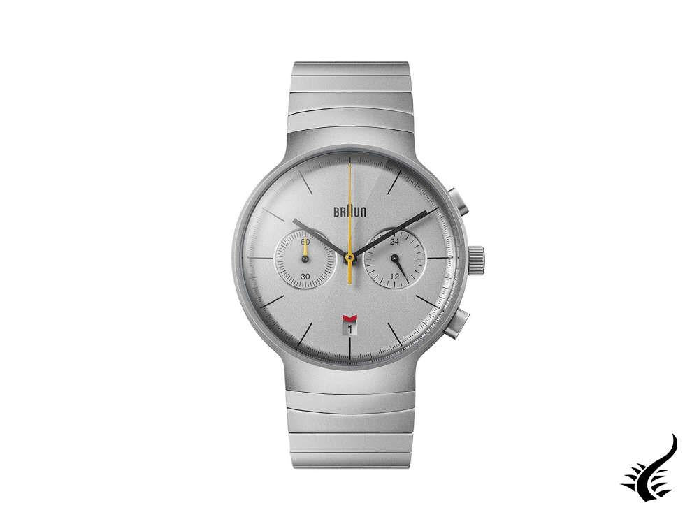 Montre chronographe à quartz classique Braun, argent, 40 mm BN0265SLBTG