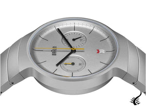 Montre chronographe à quartz classique Braun, argent, 40 mm BN0265SLBTG