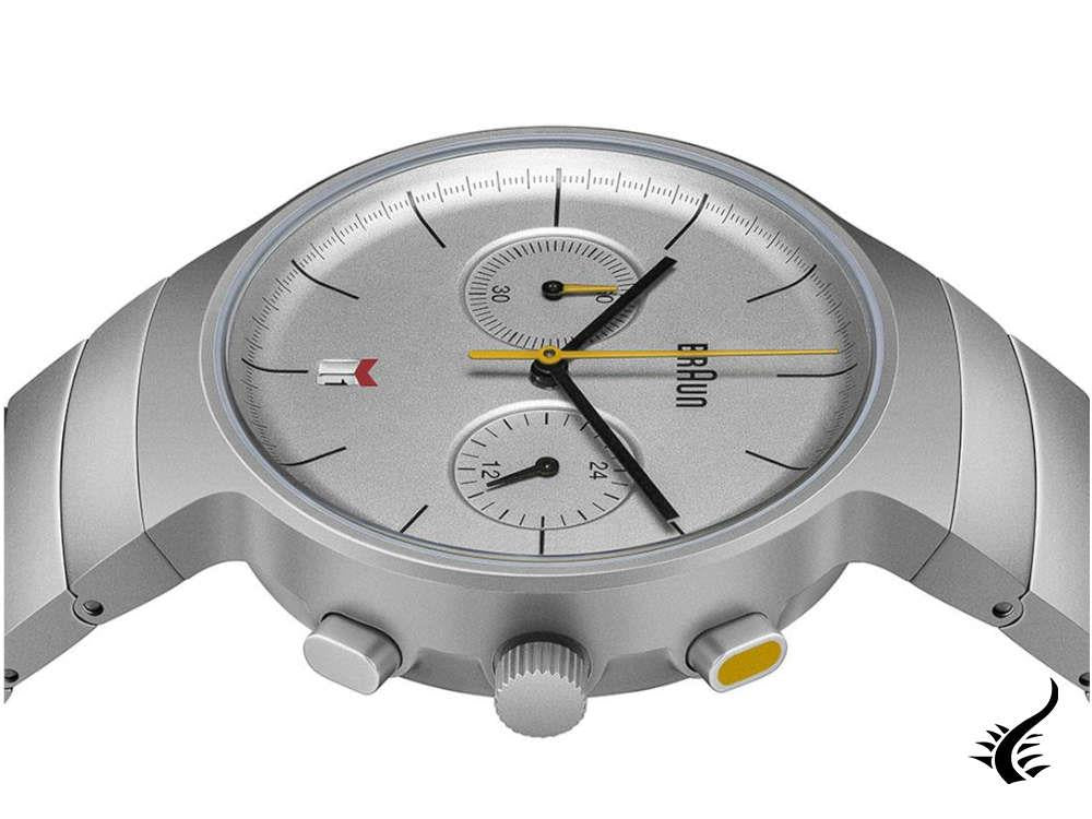 Montre chronographe à quartz classique Braun, argent, 40 mm BN0265SLBTG