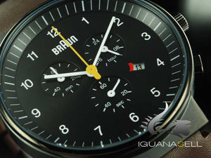 Montre chronographe à quartz Braun Classic, noire, 40 mm. BN0035-BKBRG