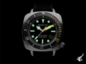 Montre automatique Briston Clubmaster Diver Pro, noire, 44 mm, 20644.S.DP.34.RB