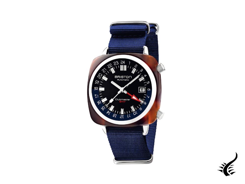 Montre automatique Briston Clubmaster GMT Traveler, bleue, 42 mm, 19842.SA.T.9.NNB